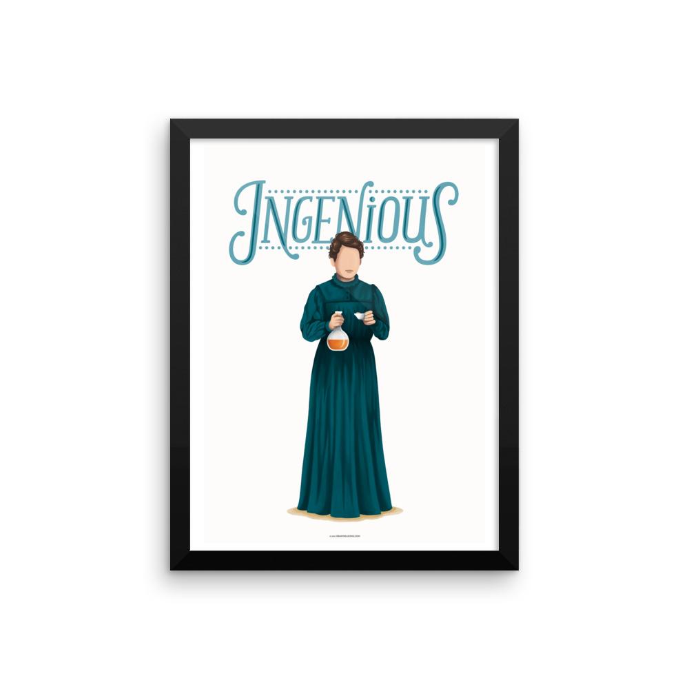 1000x1000 framed marie curie ingenious art print draw me a song