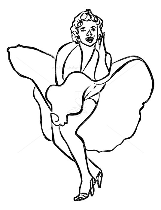 536x700 Marilyn Monroe Flying Skirt Drawing Free Vectors, Illustrations