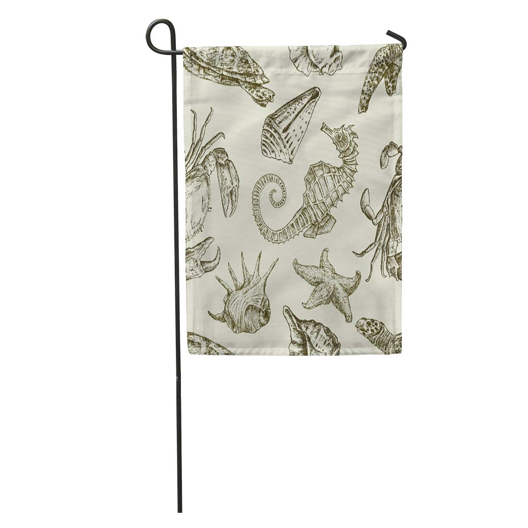 1042x1042 Semtomn Garden Flag Contour Sea Creatures Pattern