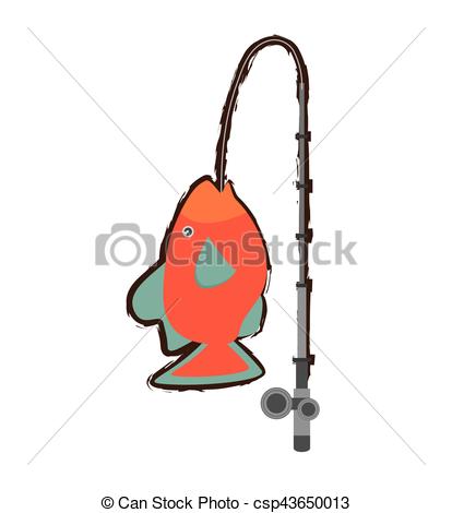 414x470 Orange Fish Marine Ecosystem Life Fishing Rod Vector Illustration