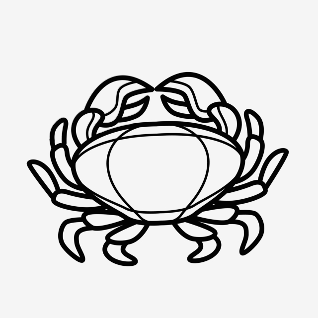 640x640 marine life crab aquatic animal crab, doodle crab, black and white