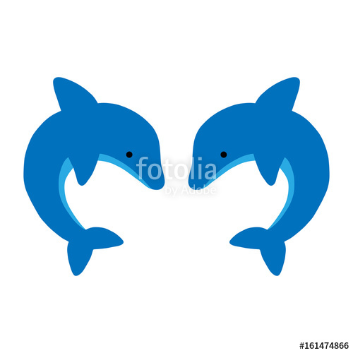 500x500 Cute Blue Dolphns, Marine Animals, Mammals Vector