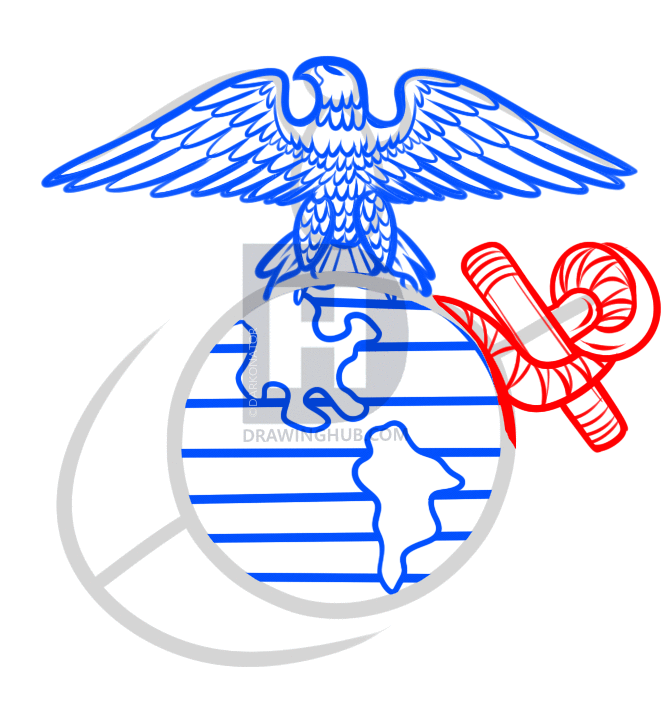 661x708 How To Draw Usmc Symbol, Step