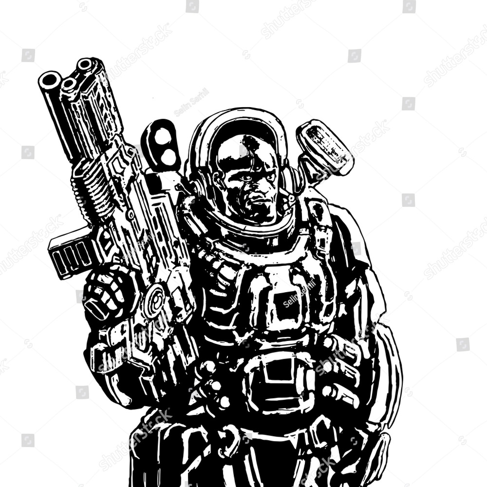 1000x1000 Heavy Space Marine In Suit With Large Plasma Rifle Science