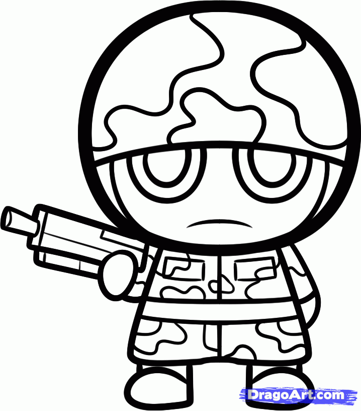 718x816 How To Draw A Soldier For Kids, Step