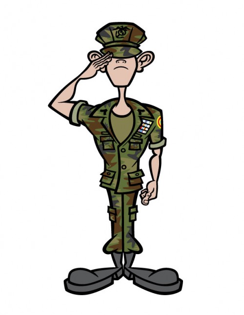 500x647 Young Marine Cartoon Character T Shirt Illustration