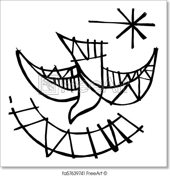 561x581 Free Art Print Of Holy Spirit Dove Symbol Hand Drawn Vector