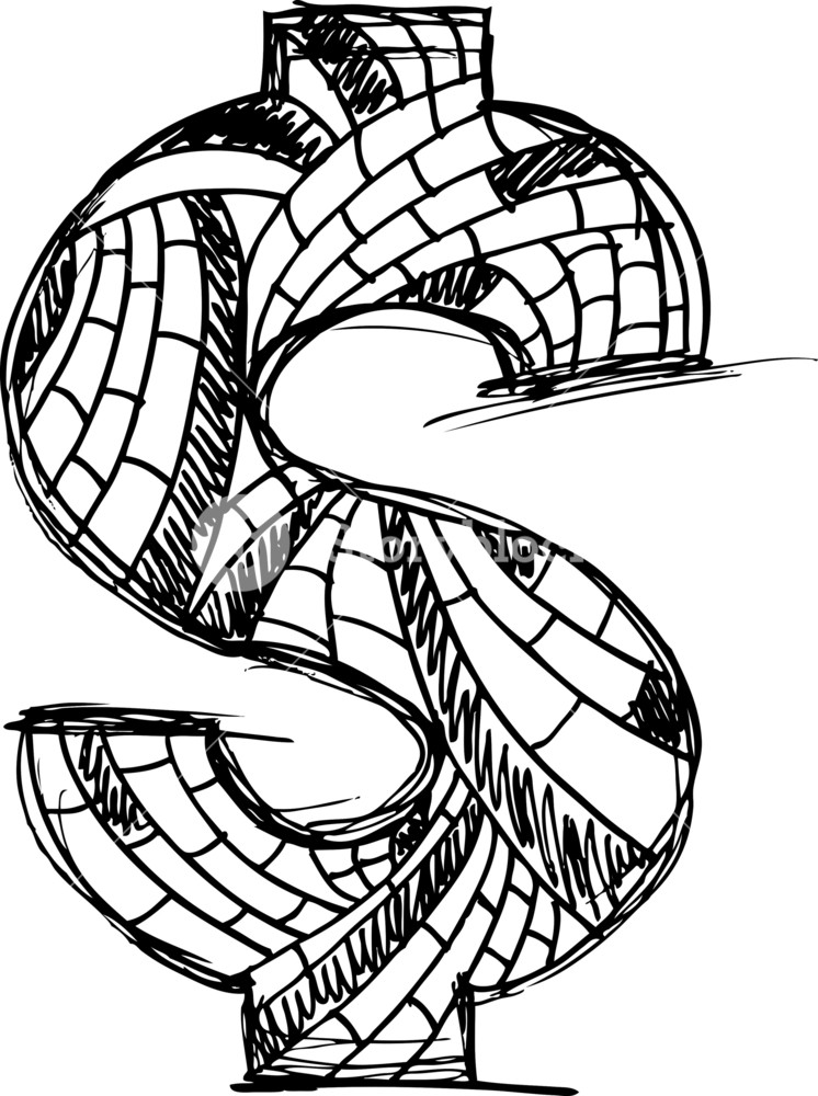 746x1000 Abstract Hand Drawn Dollar Symbol Royalty Free Stock Image