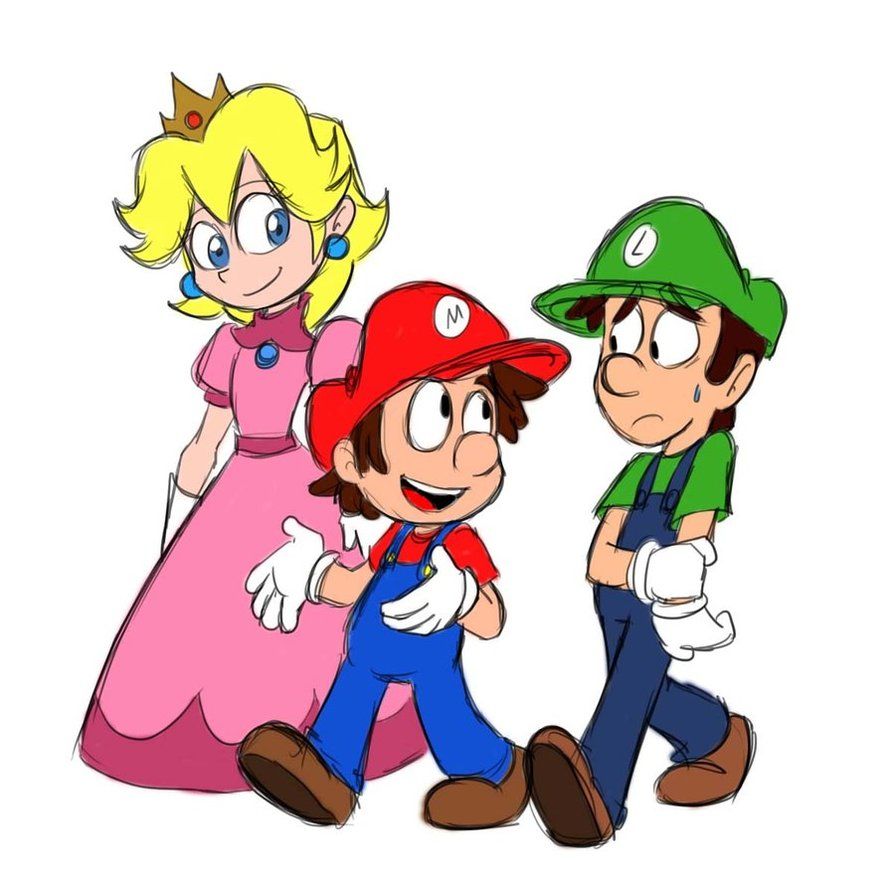895x892 Mario Drawings Young Mario, Luigi, Peach