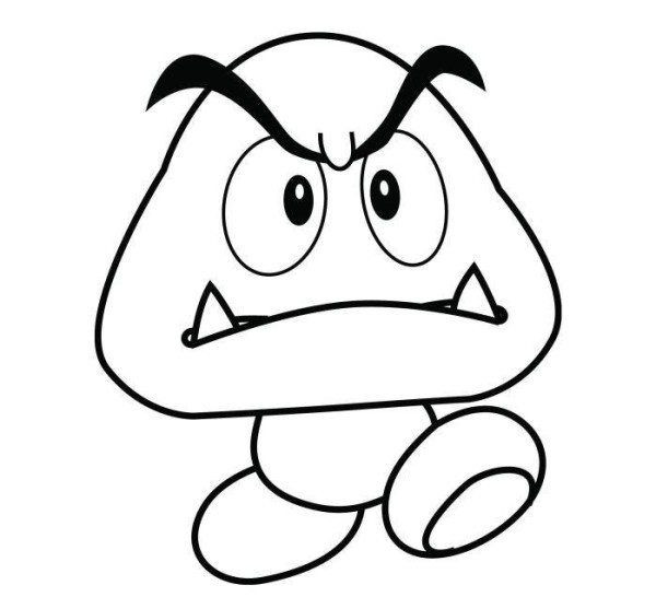 600x546 Unique Mario Bros Mushroom Coloring Pages