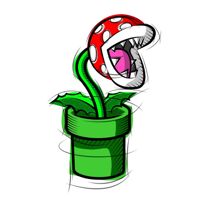 700x700 Piranha Plant Digital Drawing, Games Art, Super Mario, Nintendo