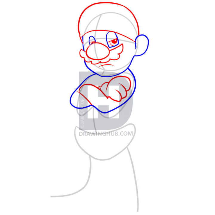 720x720 How To Draw Gangster Mario, Step