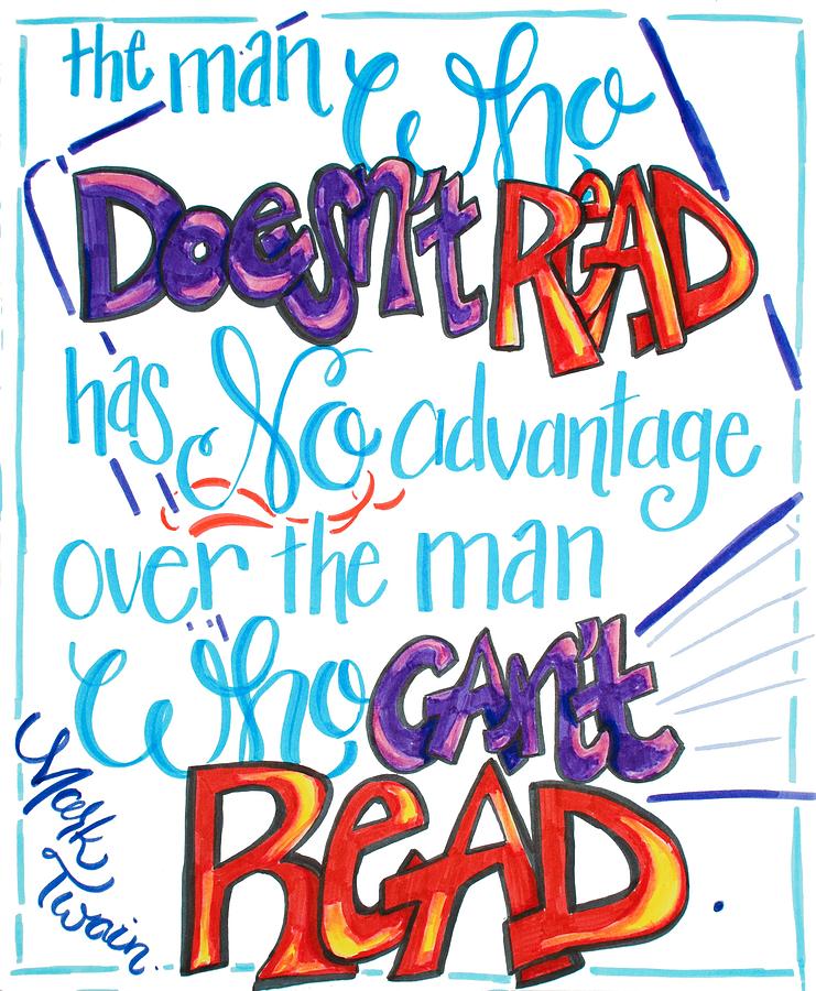 741x900 Read, Mark Twain Quote Drawing