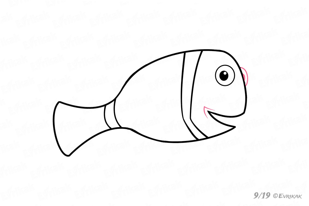 1300x867 How To Draw Marlin The Fish From The Cartoon Finding Nemo In Stages