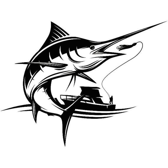 570x570 Marlin Logo Deep Sea Ocean Water Fishing Hunting Fish Etsy