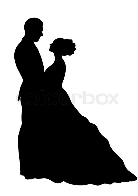 566x800 Bride And Groom Silhouette, Vector Stock Vector Colourbox