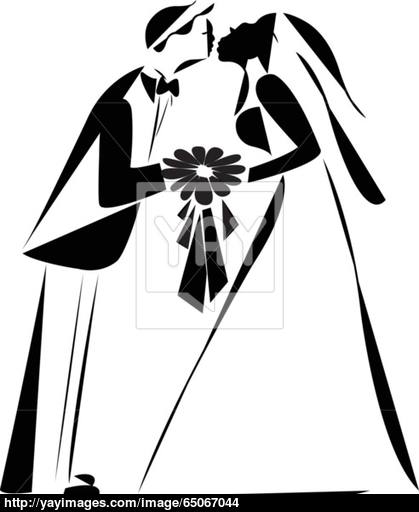 419x512 Just Married Couple Silhouette Vector