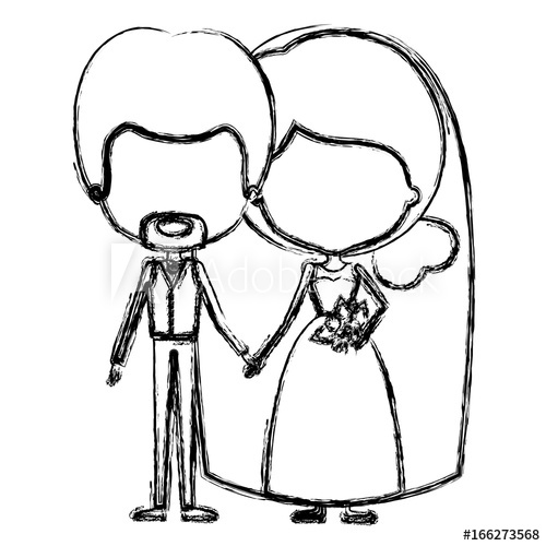 500x500 monochrome blurred silhouette of caricature faceless newly married