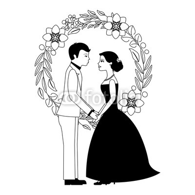400x400 Married Couple With Floral Decoration Icon Vector Illustration