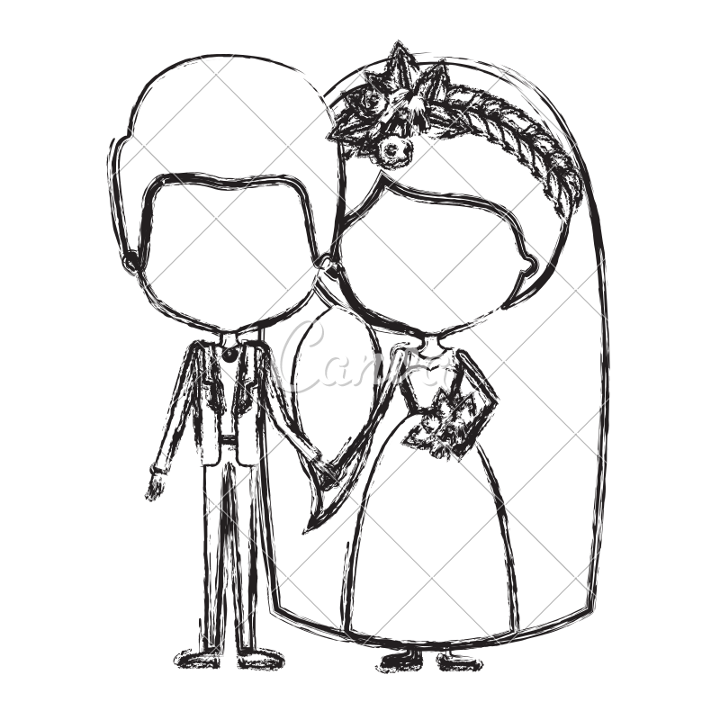 800x800 Faceless Newly Married Couple Illustration
