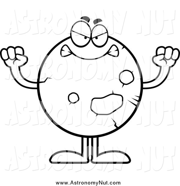 600x620 Clipart Of A Black And White Angry Planet Mars
