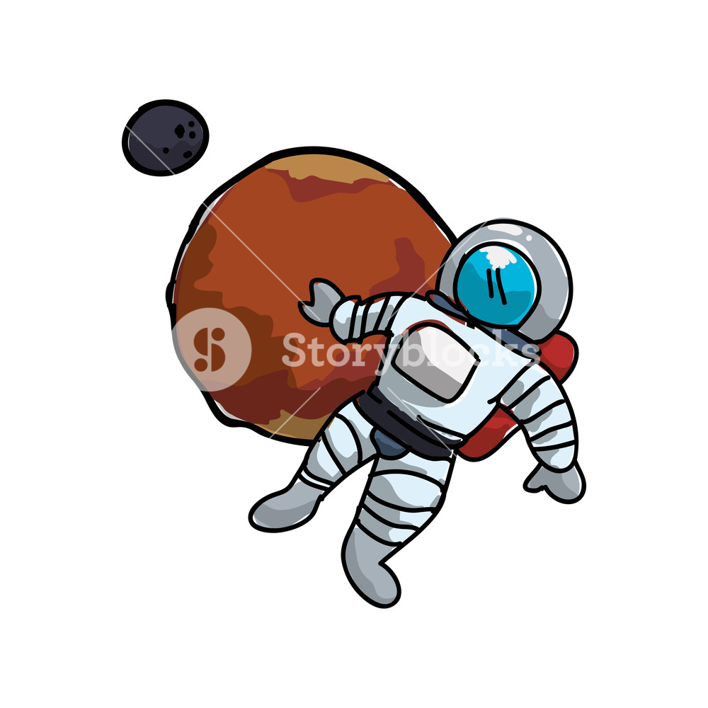 1000x1000 Mars Planet With Astronaut Vector Illustration Design Royalty Free