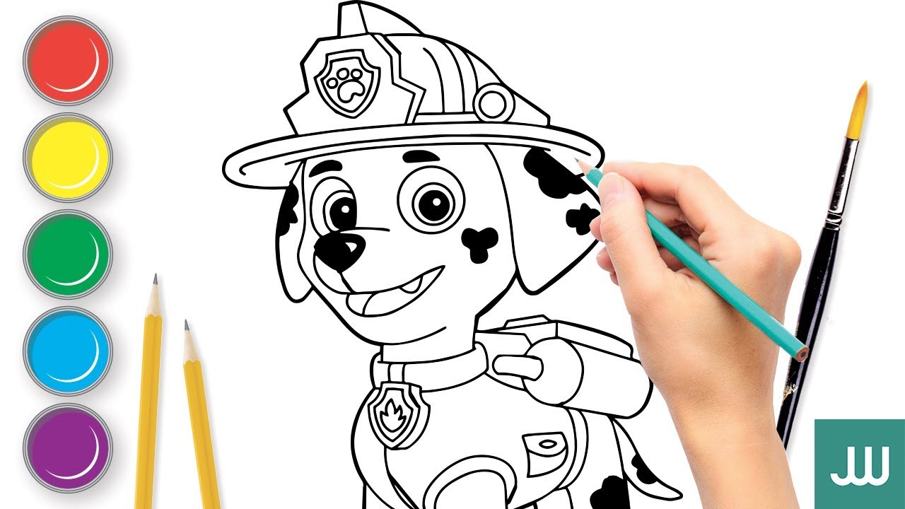 1280x720 Coloring And Drawing For Kids Paw Patrol Marshall