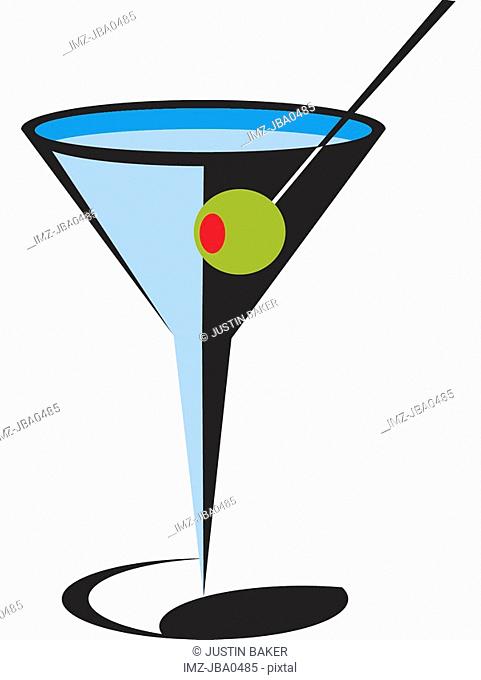 481x680 olives in martini cocktail glass, stock photo, picture and rights