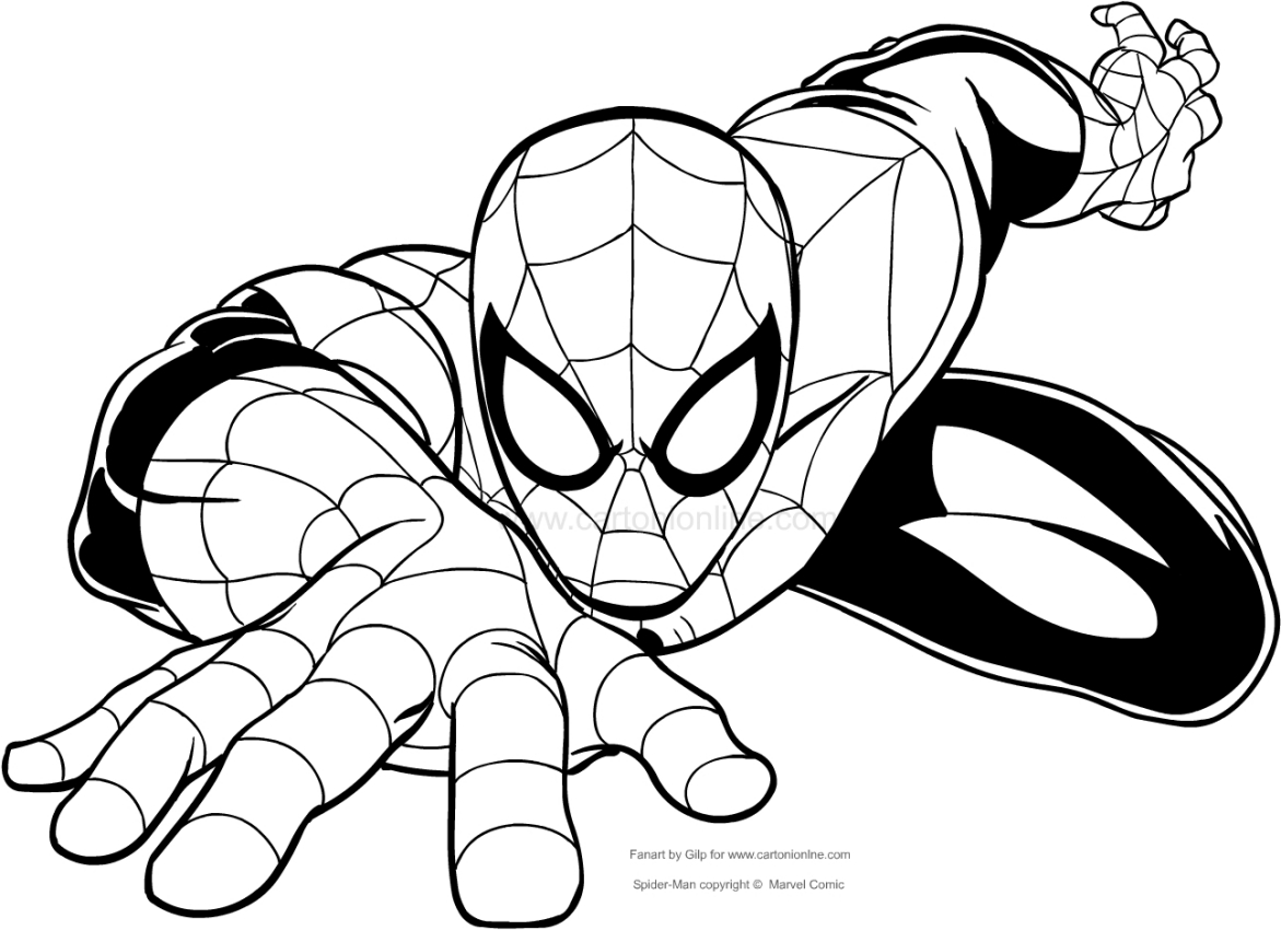 1171x850 Drawing Spider Man Climbing To The Wall Coloring Page