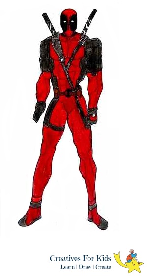 299x561 How To Draw Deadpool Step