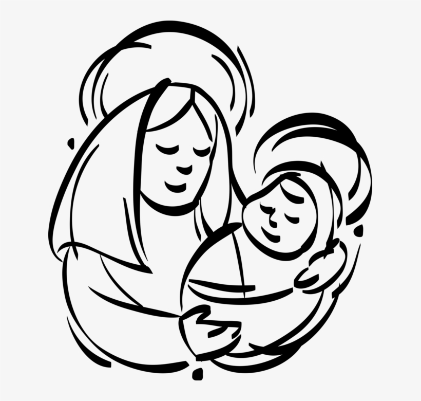 820x780 Vector Illustration Of Mother Mary With Christ Child