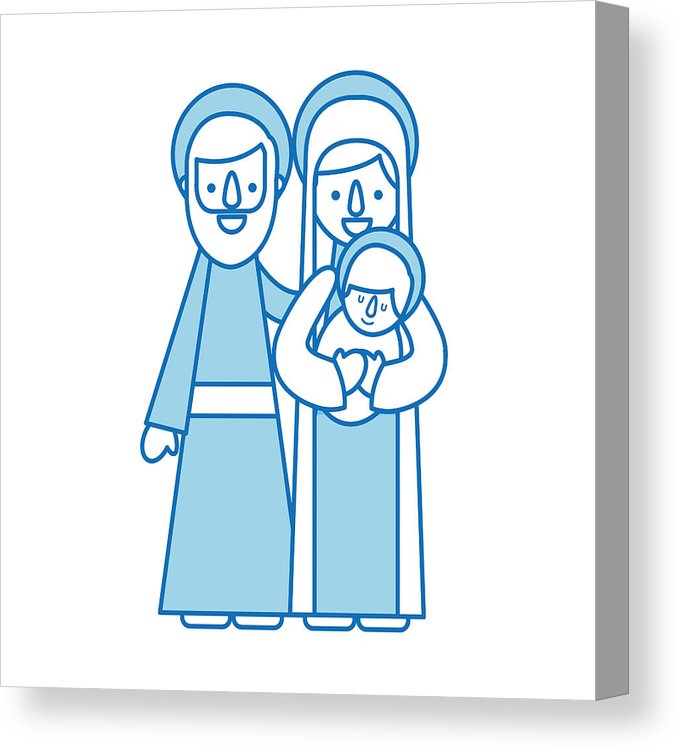 678x750 Nativity Scene Of Joseph And Mary Holding Baby Jesus Canvas Print