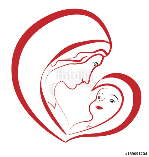 475x500 Virgin Mary And Baby Jesus, Vector Drawing Stock Image