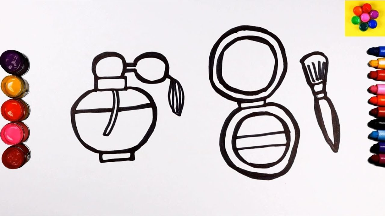 1280x720 Drawing Fashion Beauty Items, Nail Art, Lipstick, Mascara, Perfume