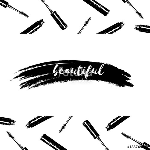 500x500 Inscription Beautiful On Background Of Mascara Brushes And Tubes