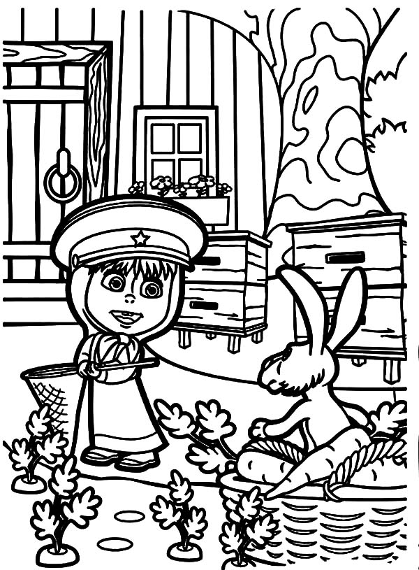 600x815 masha and the bear found the naughty rabbit coloring pages color