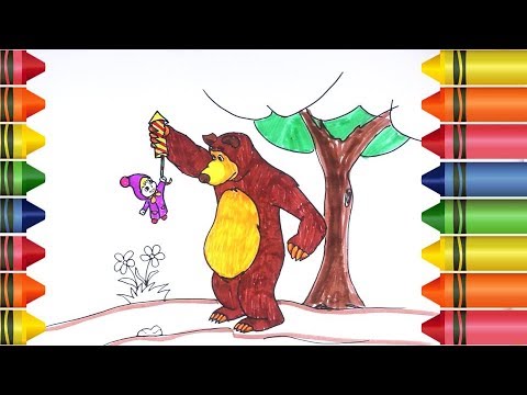 480x360 masha and the bear drawing and coloring for kids