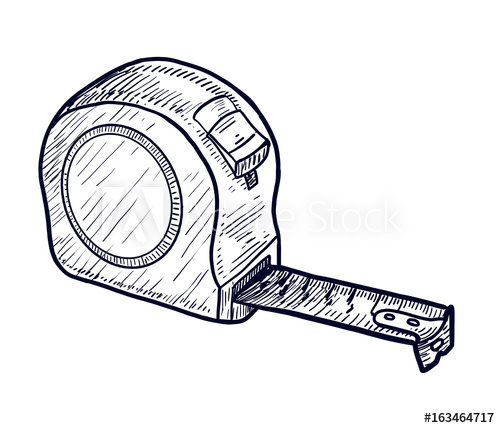 500x428 Tape Measure Illustration, Drawing, Engraving, Ink, Line Art