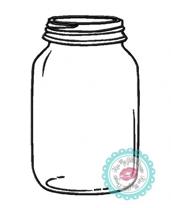 570x692 Doodle Sketch Mason Jar Machine Embroidery Design Products