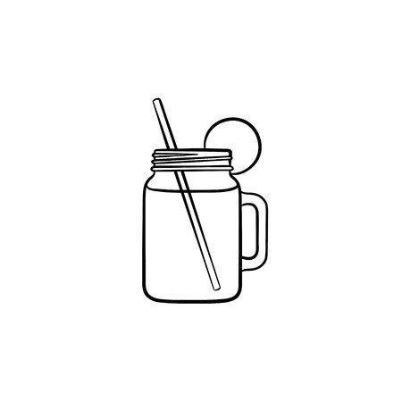 450x450 Glass Jars Of Fresh Detox Cocktail Hand Drawn Outline Doodle Icon