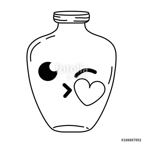 500x500 Line Mason Jar Kiss Kawaii Cartoon Stock Image And Royalty Free