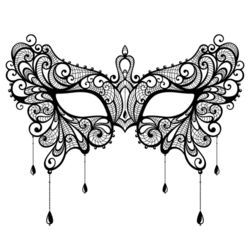 250x250 Elegant Black Lace Masquerade Mask Isolated On White Background