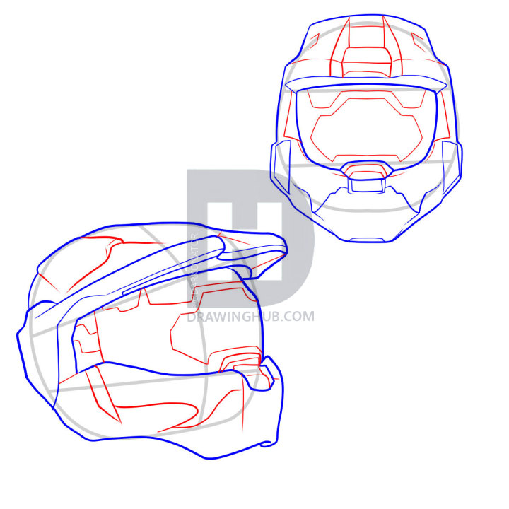 720x720 How To Draw A Halo Helmet, Step