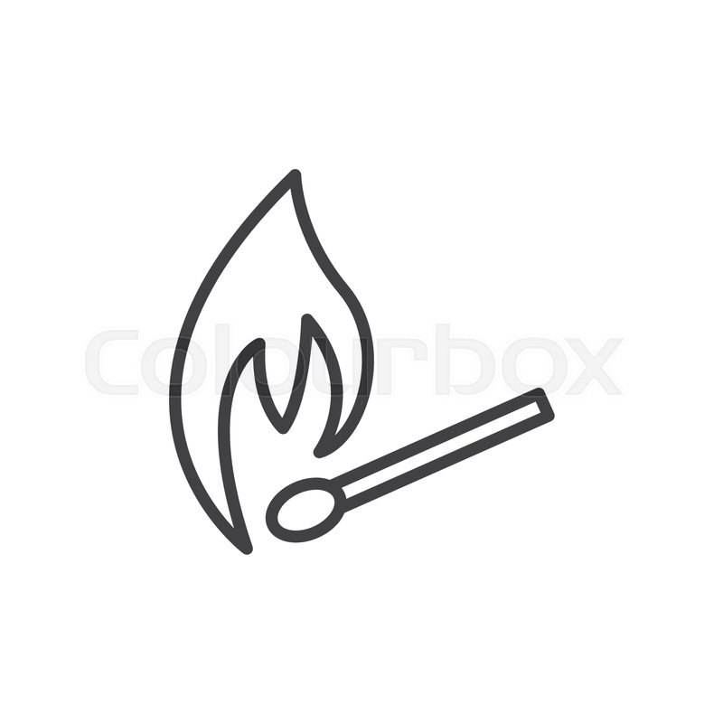 800x800 Burning Match Line Icon, Outline Stock Vector Colourbox
