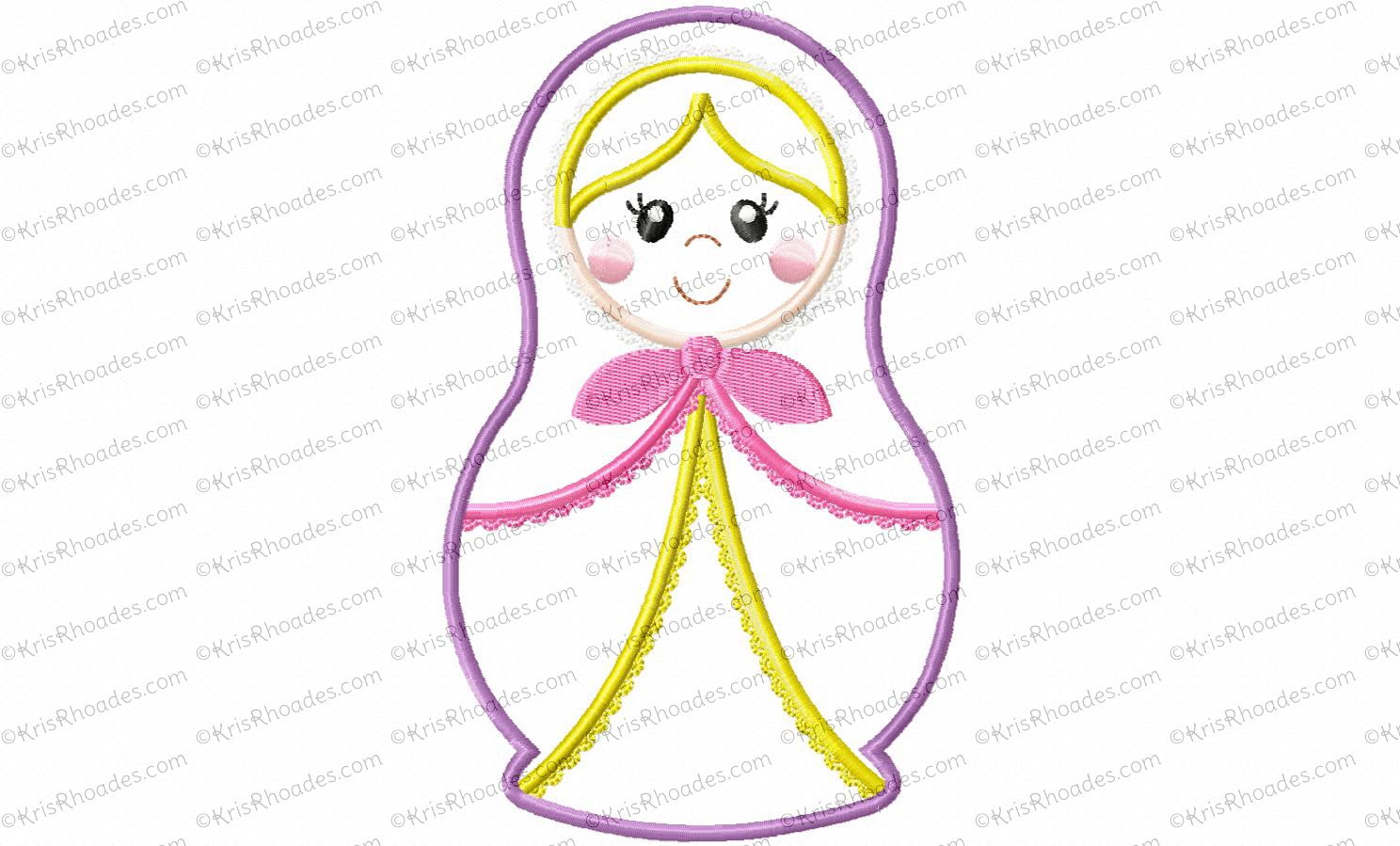 1488x899 Matryoshka Russian Nesting Doll Applique Embroidery Design