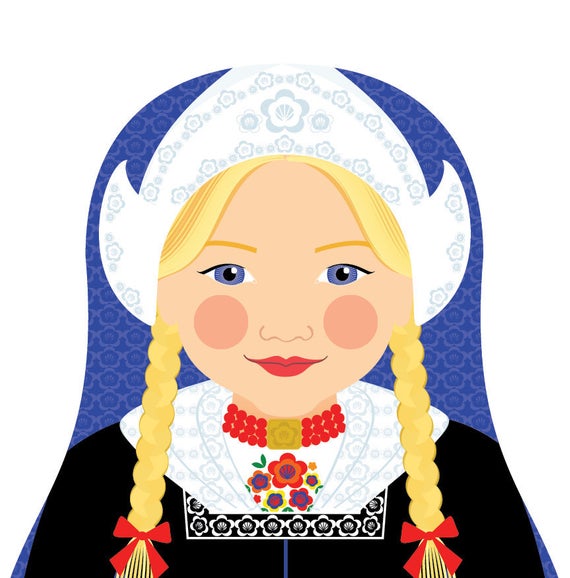 570x578 dutch wall art print featuring culturally traditional dress etsy