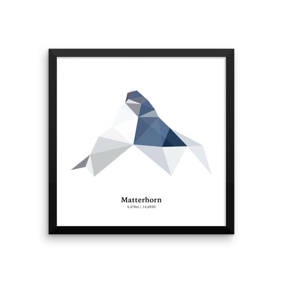 570x570 Polygon Print Of The Matterhorn In Zermatt Swiss Alps Etsy