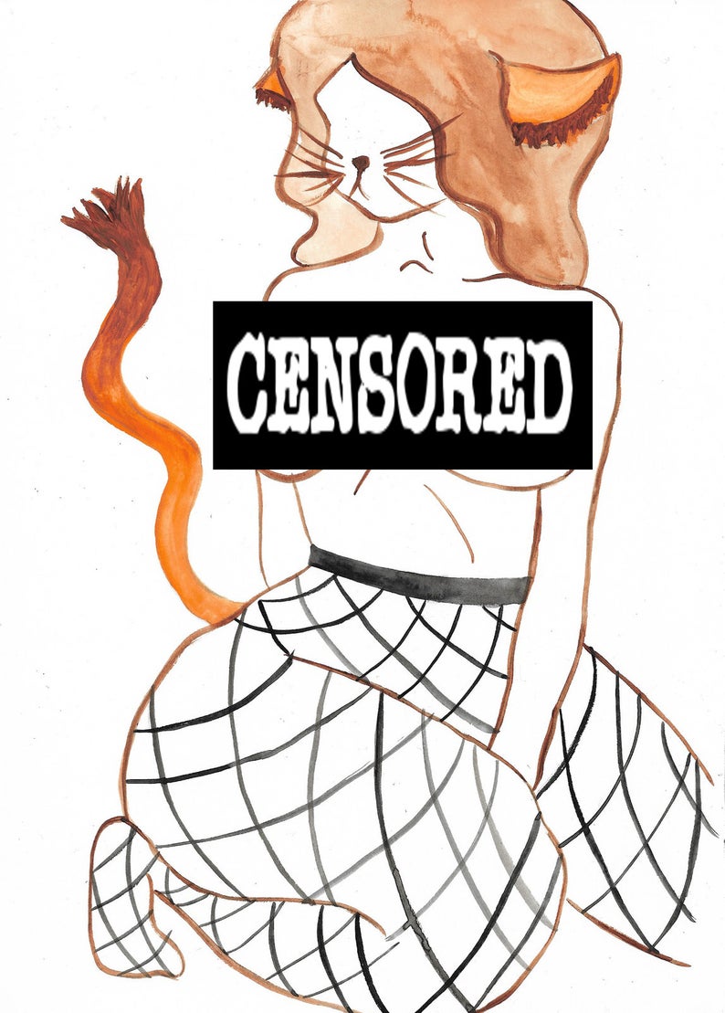 794x1109 original mature kinky kitty erotic watercolor painting etsy