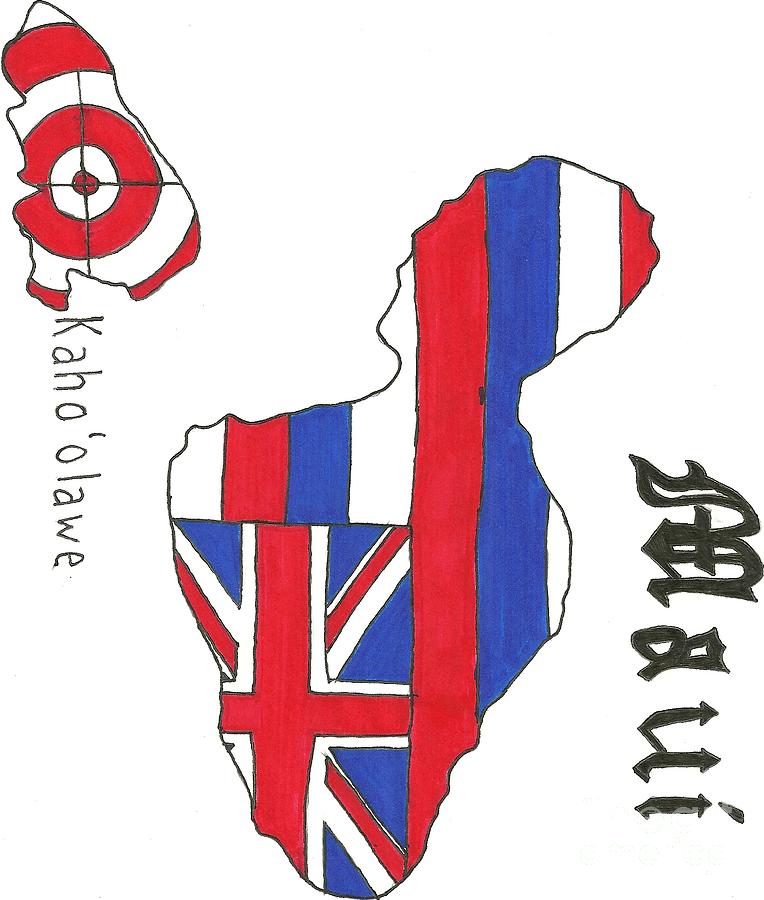 764x900 maui and kaho'olawe drawing
