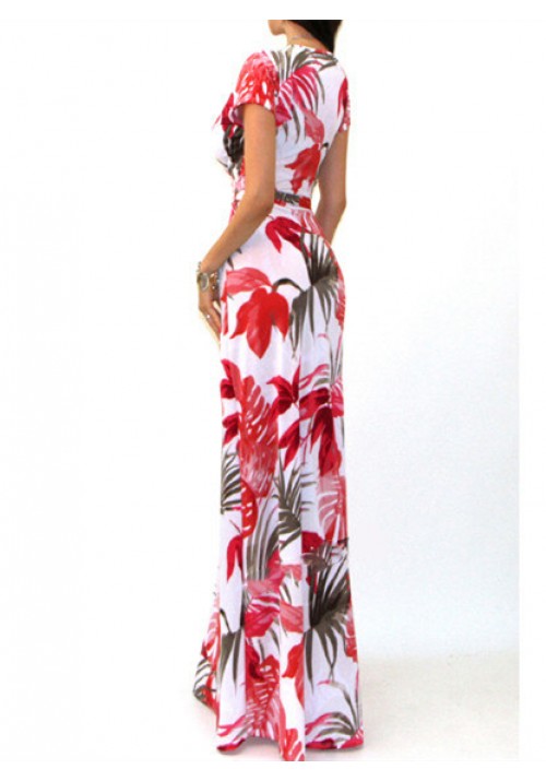 500x715 Hand Drawing Red Jungle Maxi Dress Shop Women's Clothing